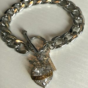 Stainless steel heavy heart and key bracelet